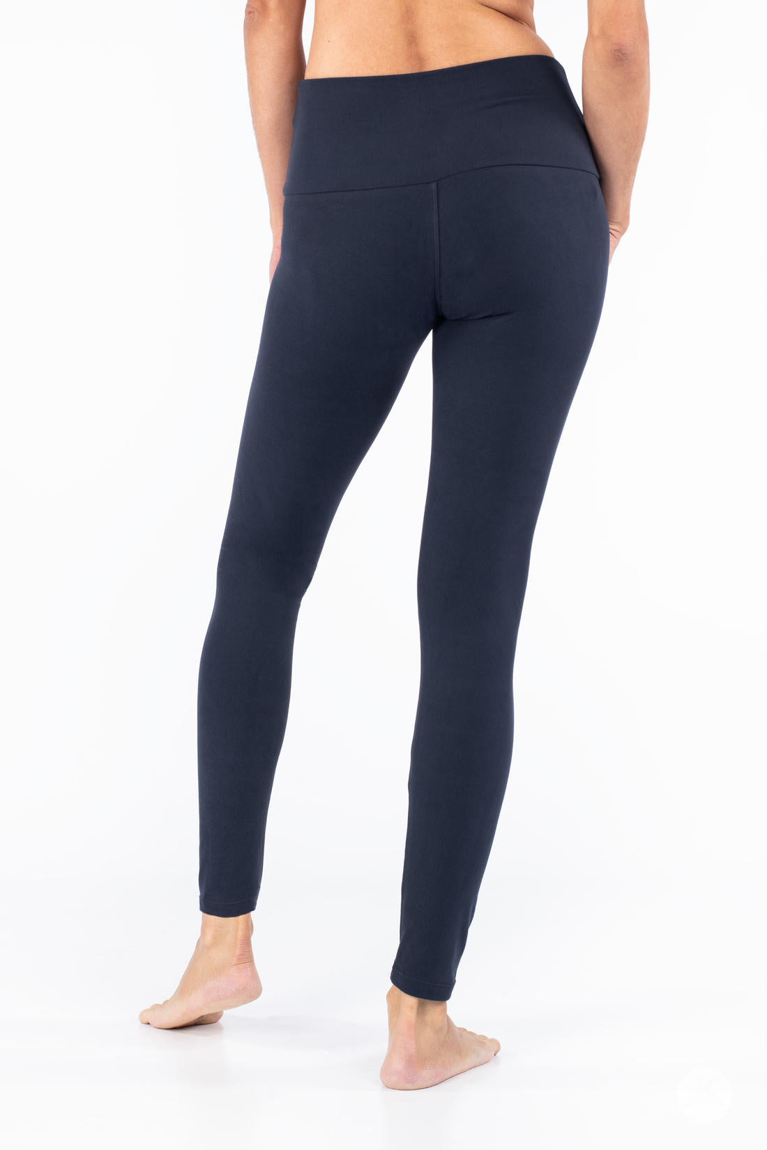 High Waist Navy Blue Leggings for Women - Comfortable Wide Elastic Waistband Yoga Pants - Perfect for Workout, Running, Yoga & Lounge Wear