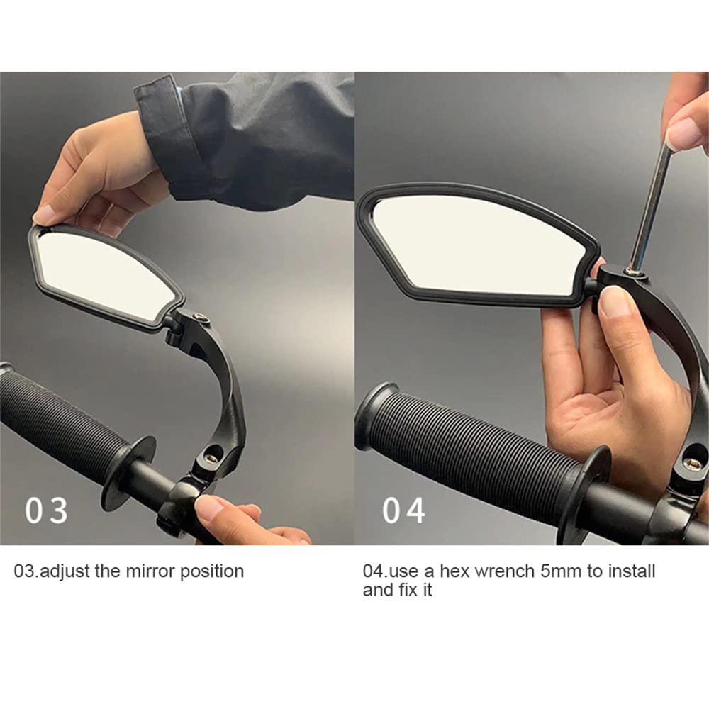 HD Handlebar Bike Mirror - Crystal Clear Glass, Safe & Durable for MTB & Road Bikes - Left Side Mount - Perfect for Cycling Safety & Rearview Visibility
