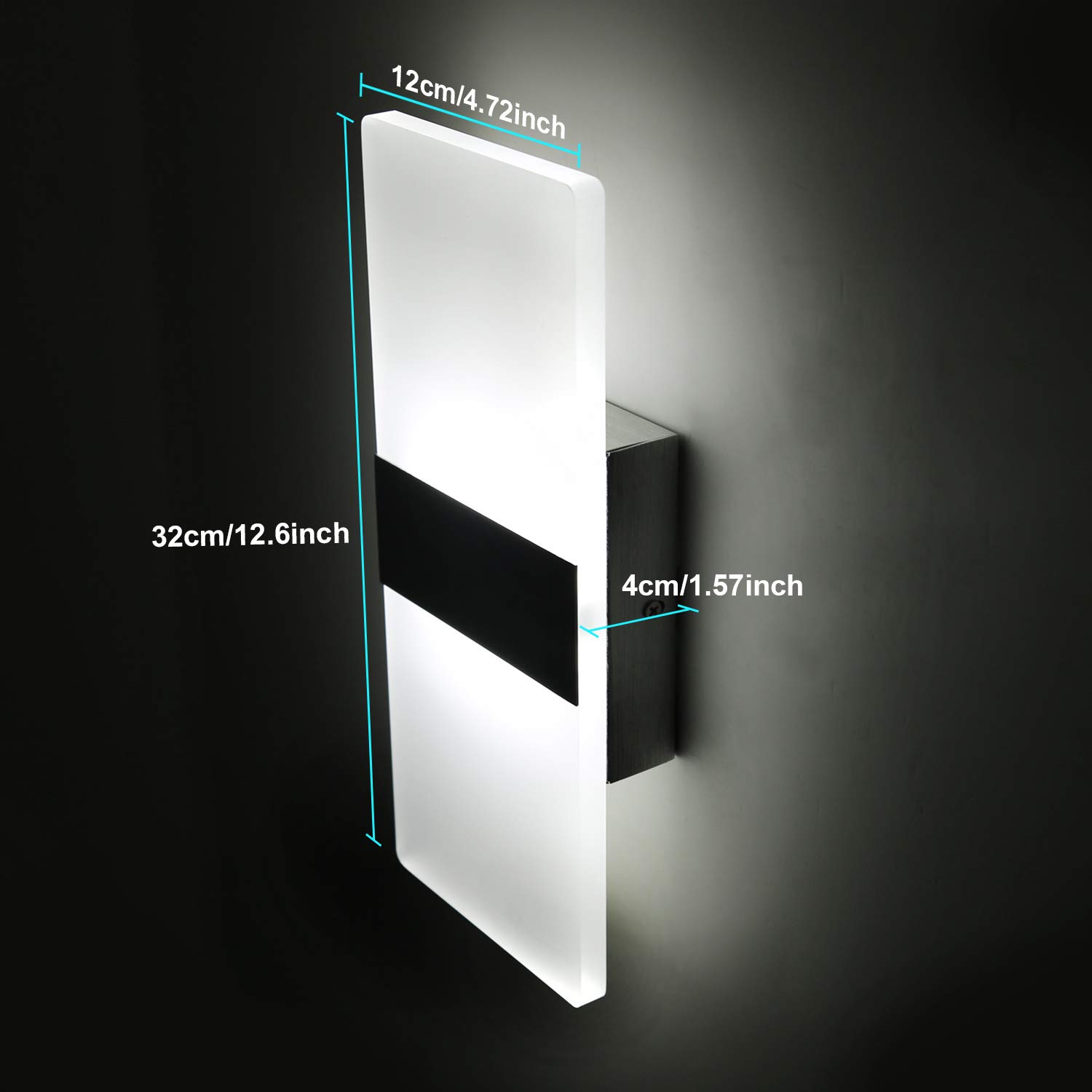 Lightess Up Down Wall Lights 12W Modern Acrylic LED Wall Sconce - Energy Efficient Hallway Bedroom Corridor Lighting (Cool White, Model HS521-1) - Perfect for Ambient Home Decor & Staircase Illumination