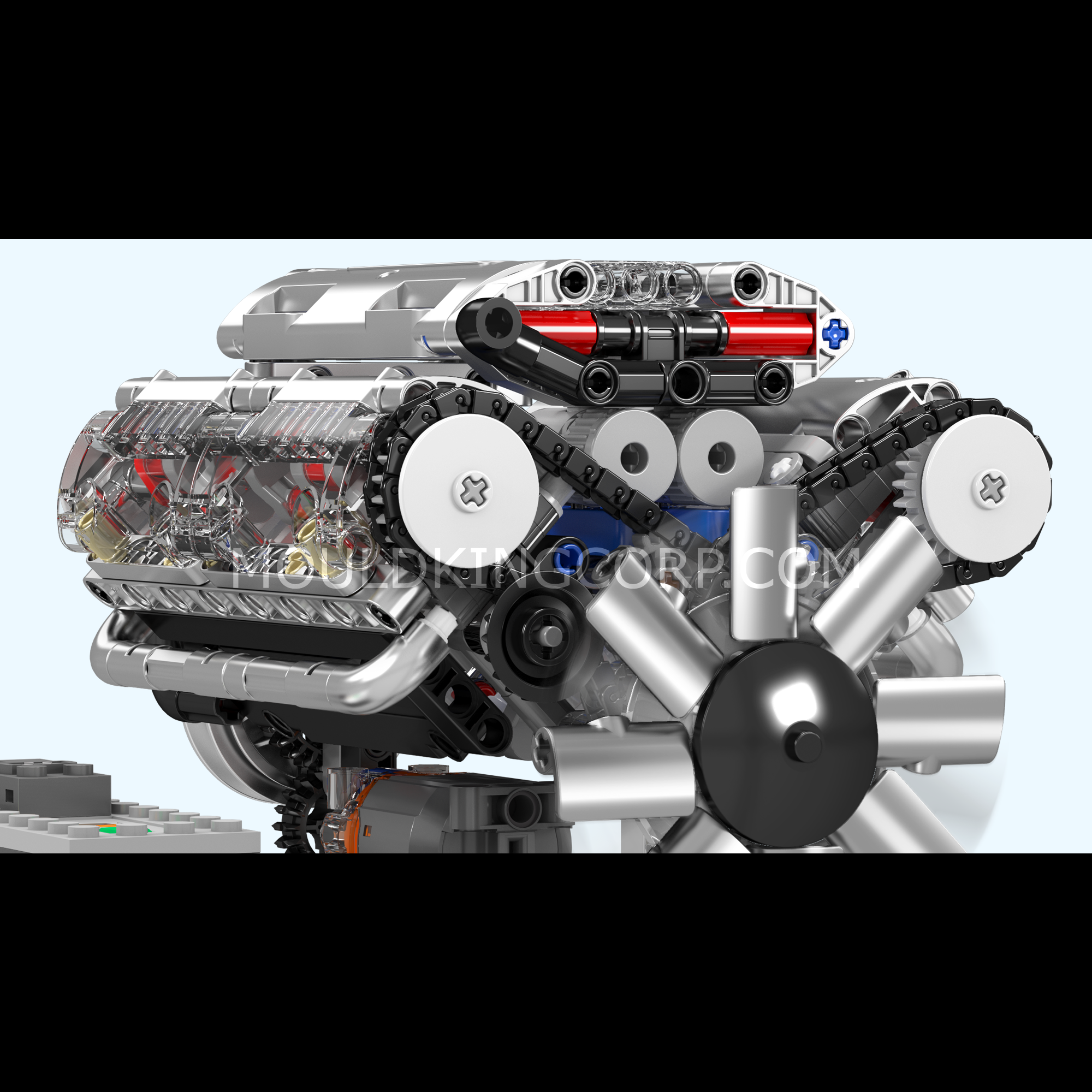 Mould King 10088 Motorized V8 Engine Model Building Kit - 535 Pieces STEM Educational Toy for Adults & Teens | DIY Assembly, Engineering Learning, Home Office Display