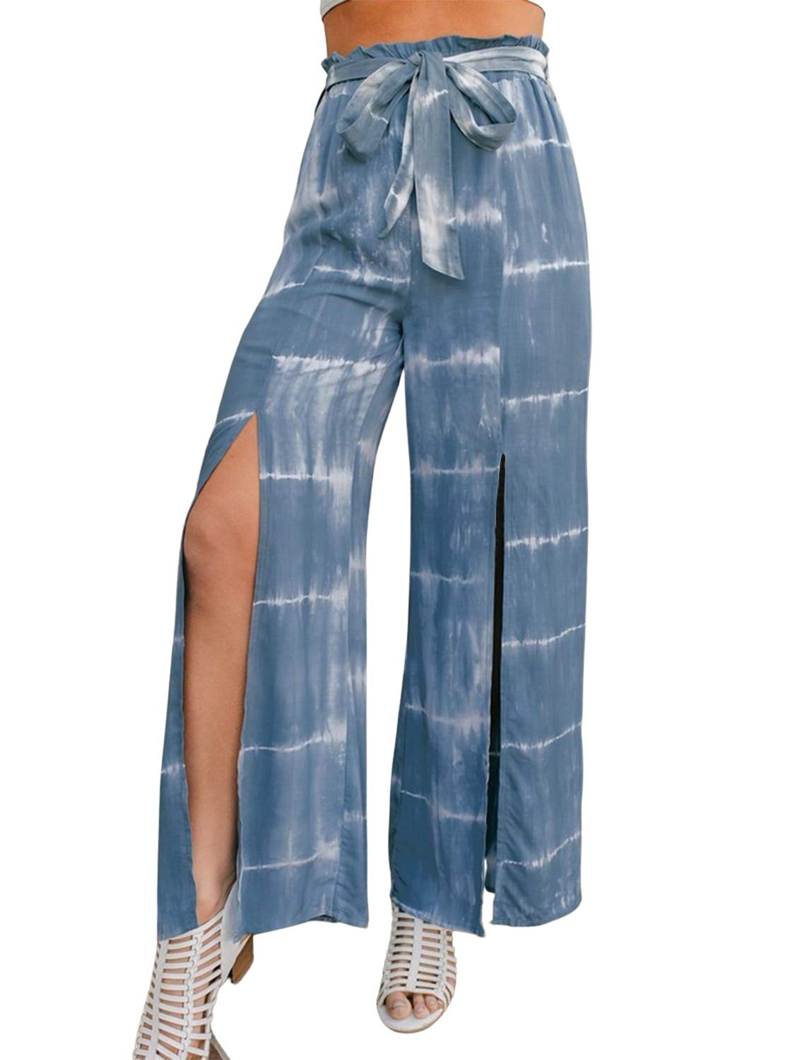 Eteviolet Boho High Waisted Pants for Women | Leopard Print Wide Leg Flowy Lounge Pants | Perfect for Yoga, Beach & Casual Outfits