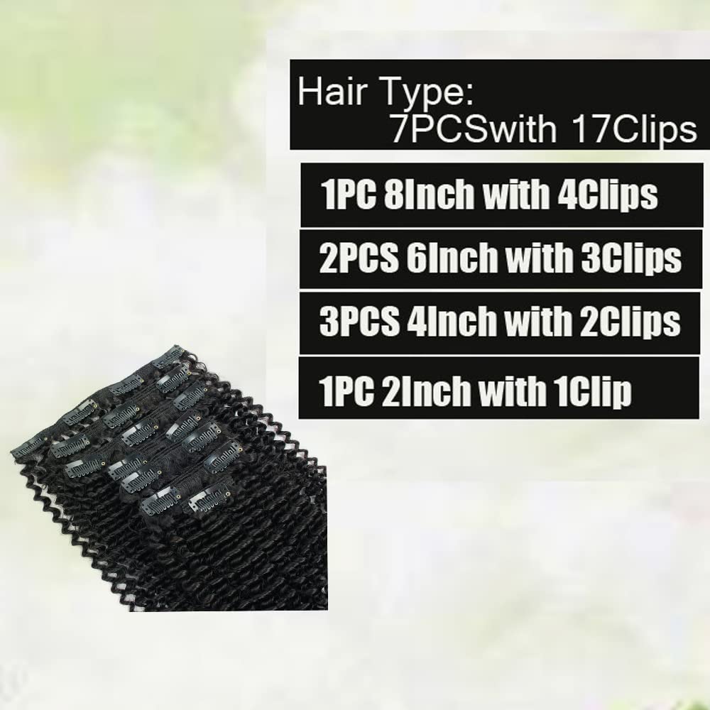 3C 4A Afro Curly Clip-in Human Hair Extensions - 16 Inch Natural Black #1B Double Weft Real Hair Clip-ins for Black Women (7PCS 120g, 2-3 Packs for Full Head) - Perfect for Daily Styling, Special Occasions & Protective Hairstyles