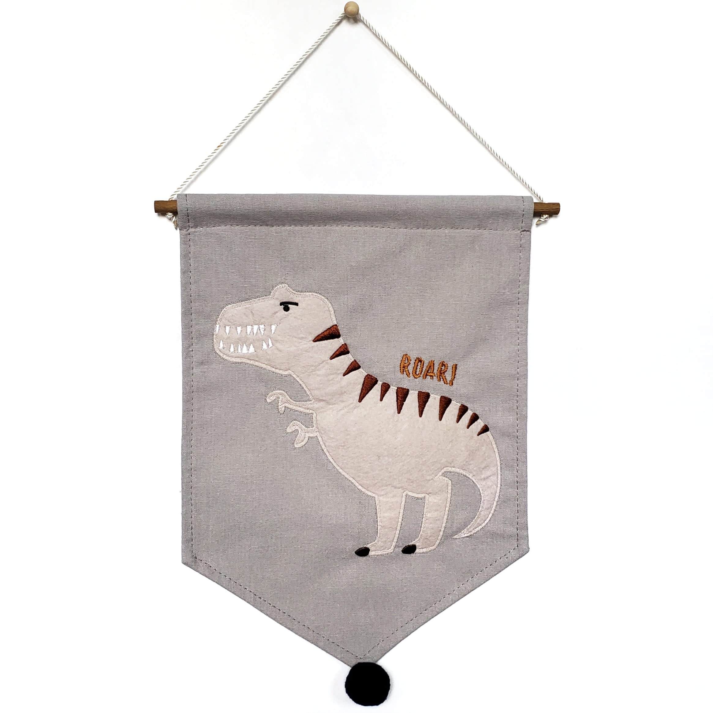 Premium T-Rex Embroidered Canvas Banner - Dinosaur Wall Art Decor for Boys Room, Playroom & Nursery | Perfect for Kids Bedroom, Dinosaur Theme Party & Classroom Decor