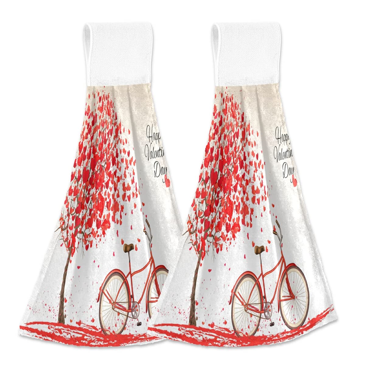2 Pack Valentine's Day Love Tree Hand Towels - Soft Kitchen Hanging Towels for Hand, Face, Hair, Gym, Yoga, Dishcloth, Bath & Kitchen Decor