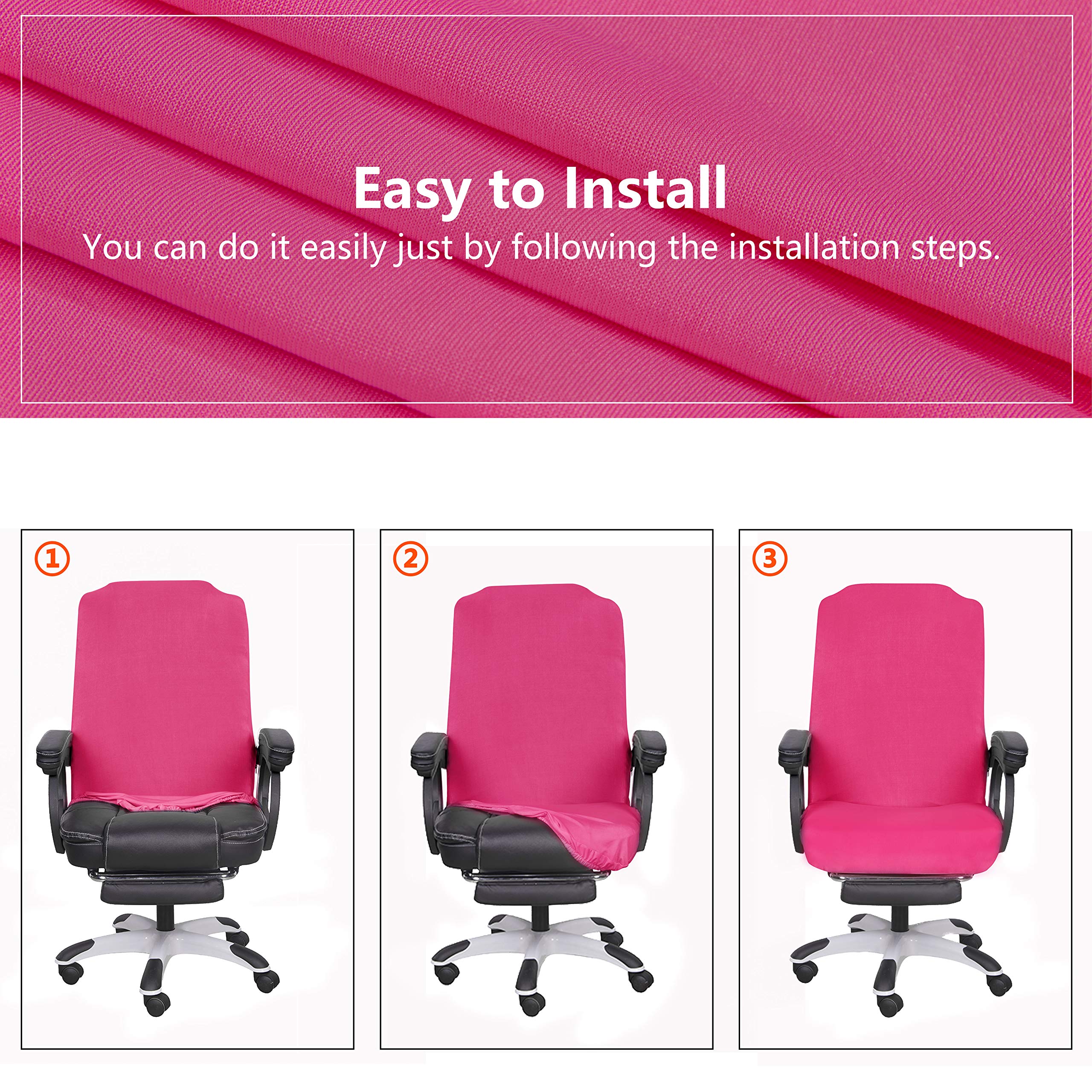 SARAFLORA Large Dark Pink Office Chair Cover - Universal Removable Washable Chair Protector with Zipper for Desk, Computer & Rotating Chairs - Pet-Friendly Seat Cover for Home & Office Use