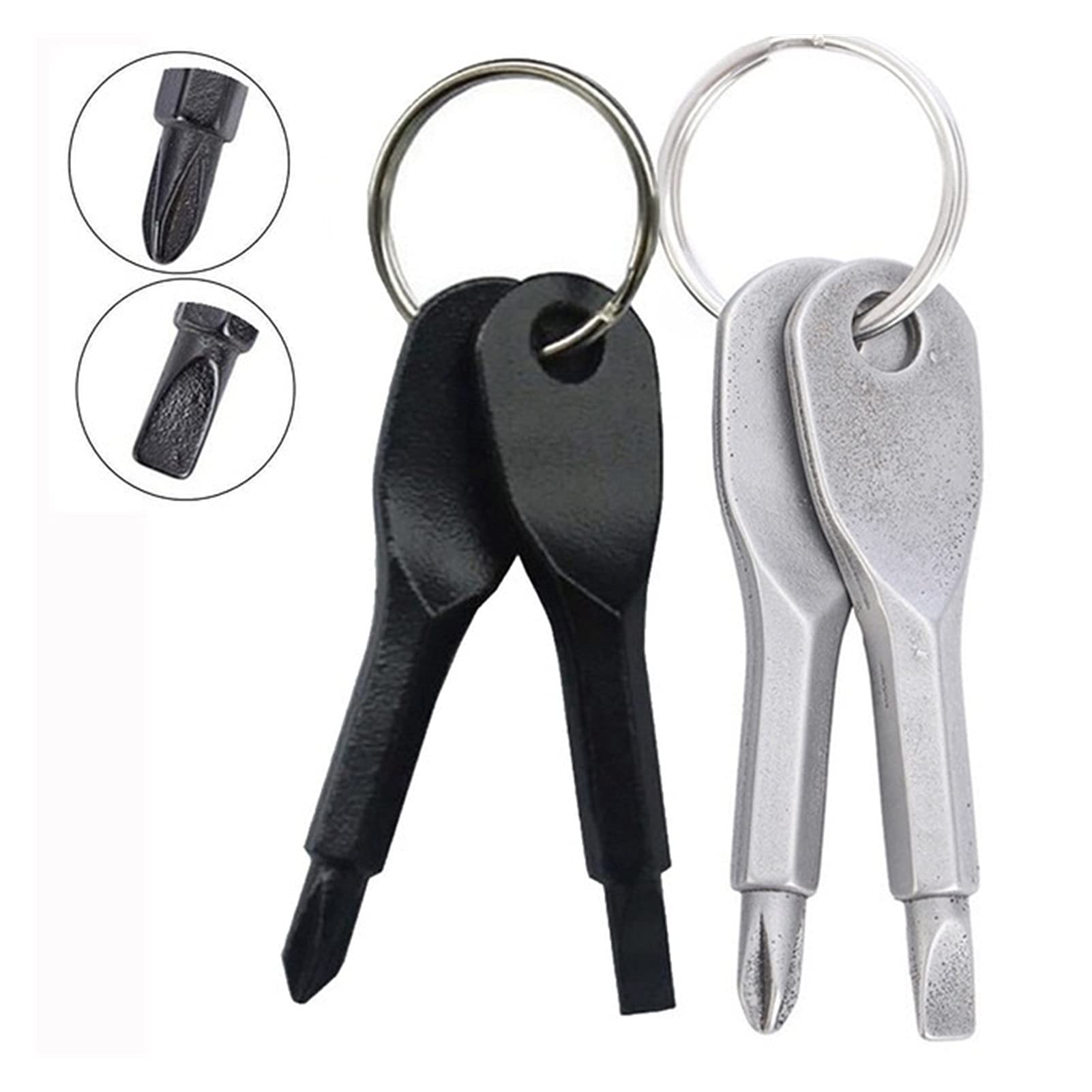 Portable Key Ring Screwdriver - Compact Multi-Tool for Hiking, Camping & Outdoor Repairs | Slotted Screwdriver with Keychain | Perfect for DIY, Emergency Fixes & Everyday Carry (Black)