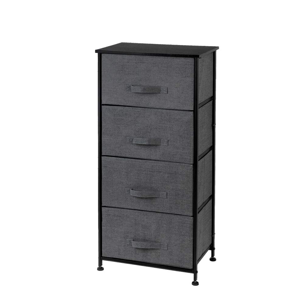 4-Tier Fabric Drawer Organizer with Metal Frame & Wooden Top - for Bedroom, Closet & Office Storage