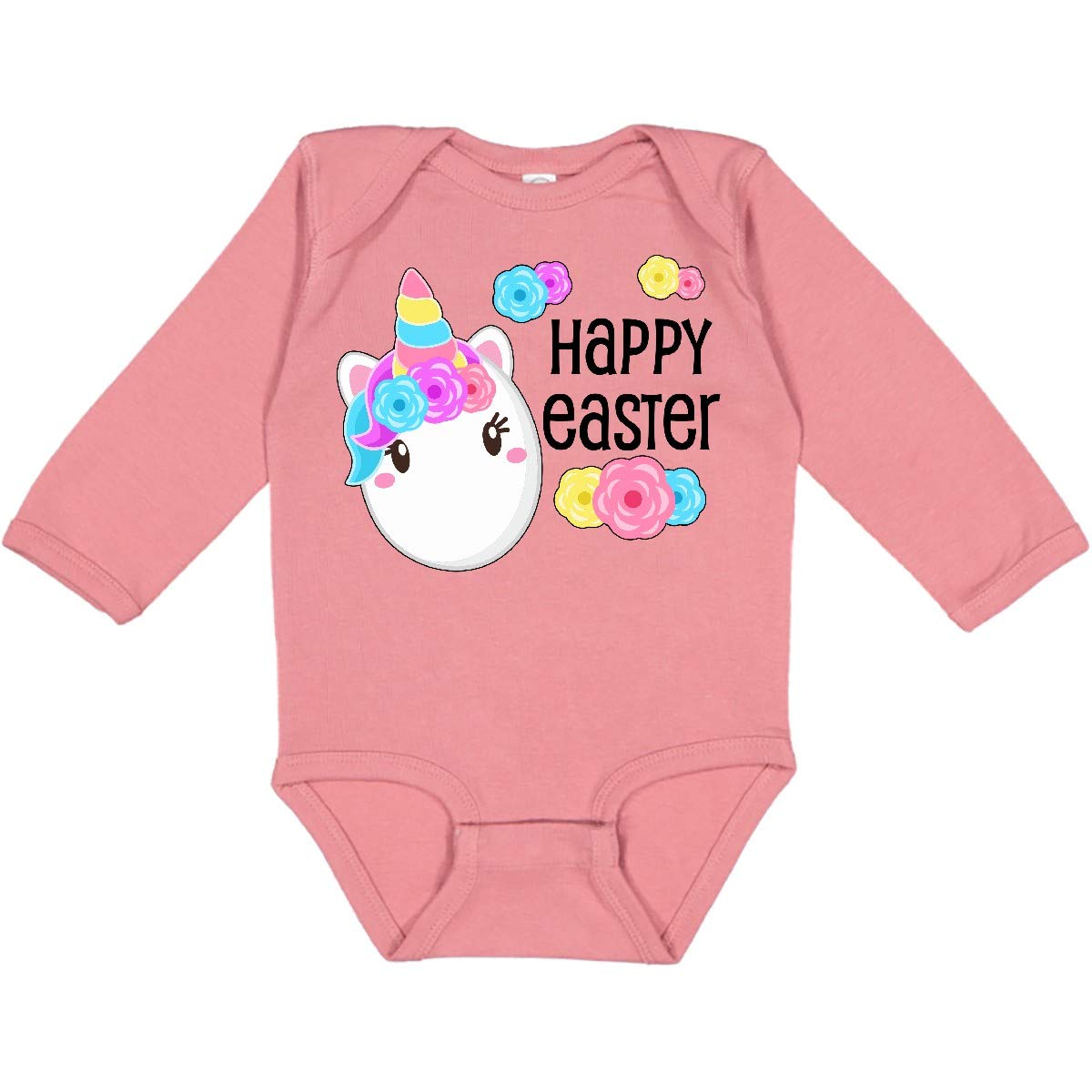 Inktastic Happy Easter Unicorn Egg Long Sleeve Baby Creeper - Soft Cotton Easter Outfit for Boys & Girls - Perfect for Easter Egg Hunts & Spring Photoshoots