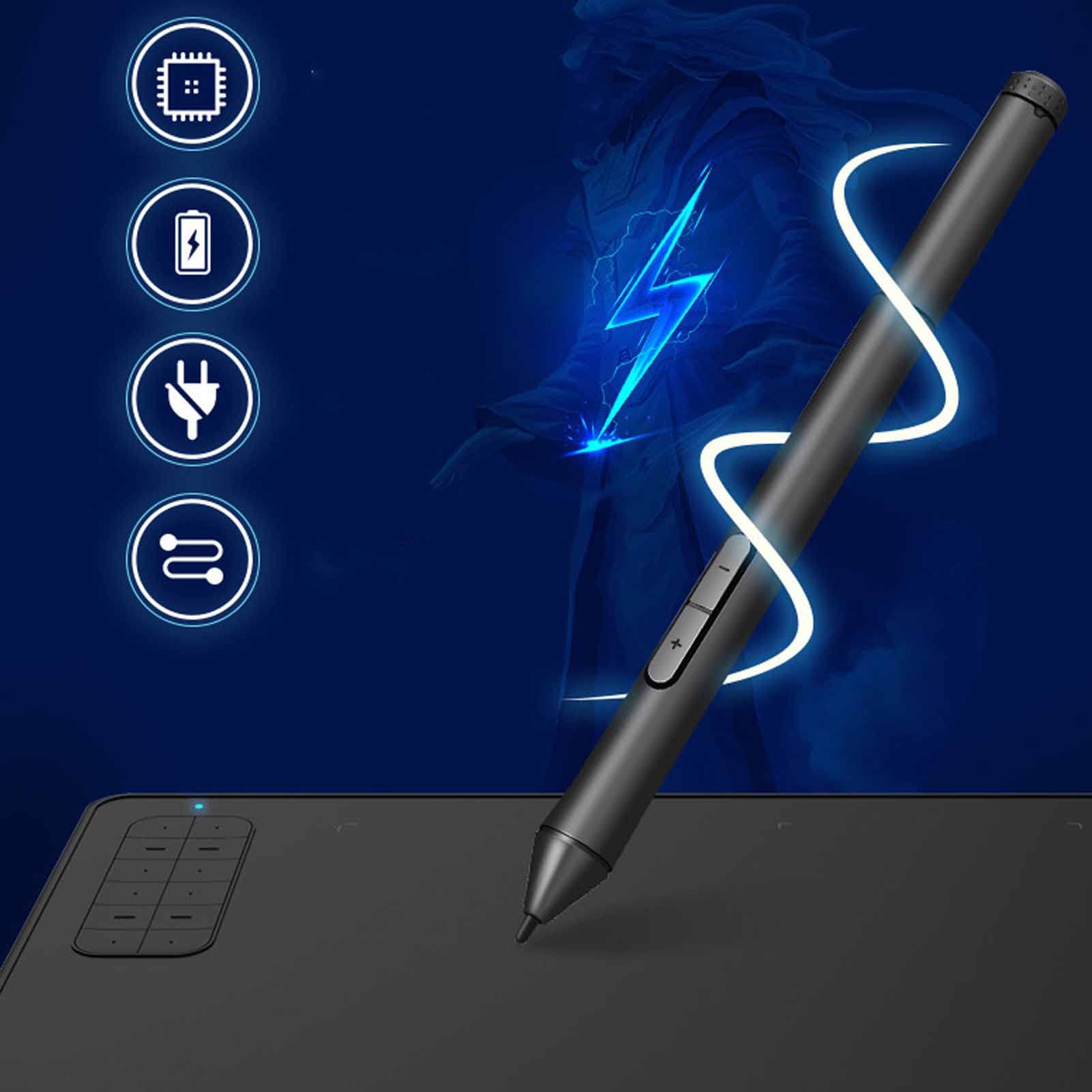 Digital Drawing Tablet with Stylus - 8192 Pressure Sensitivity, Battery-Free Pen, 12 Express Keys - Portable Graphics Tablet for PC, Mac - Perfect for Digital Art, Animation & Online Teaching