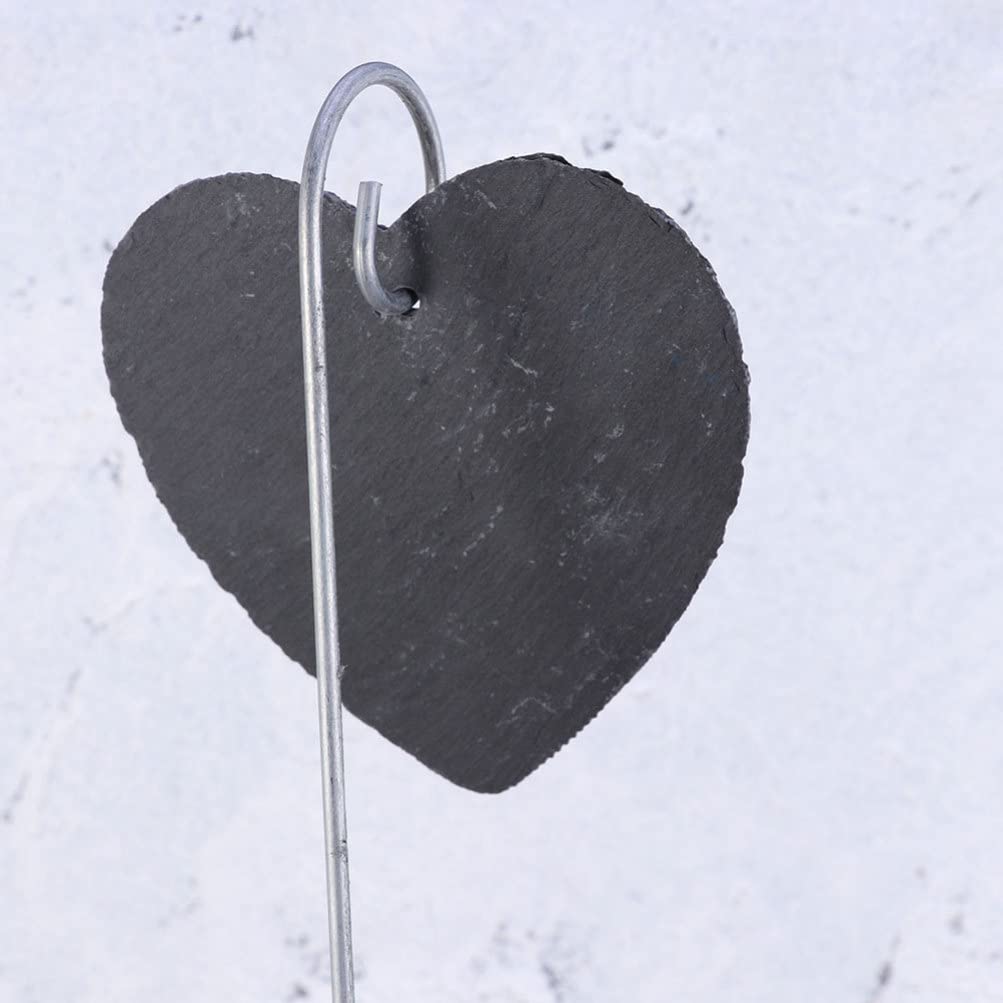 GANAZONO Reusable Slate Garden Labels - Heart Shaped Chalkboard Plant Markers for Outdoor Plants, Herbs & Vegetables (3 Pack, 10cm) - Perfect for Nursery, Vegetable Patch & Flower Garden Organization