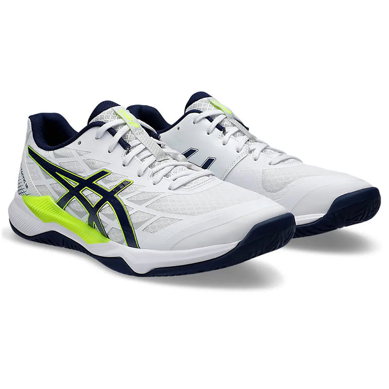 ASICS Gel Tactic 12 Men's Squash Shoes - White/Blue Expanse - Lightweight Court Shoes for Indoor Sports & Badminton - Perfect for Squash, Racquetball & Gym Training