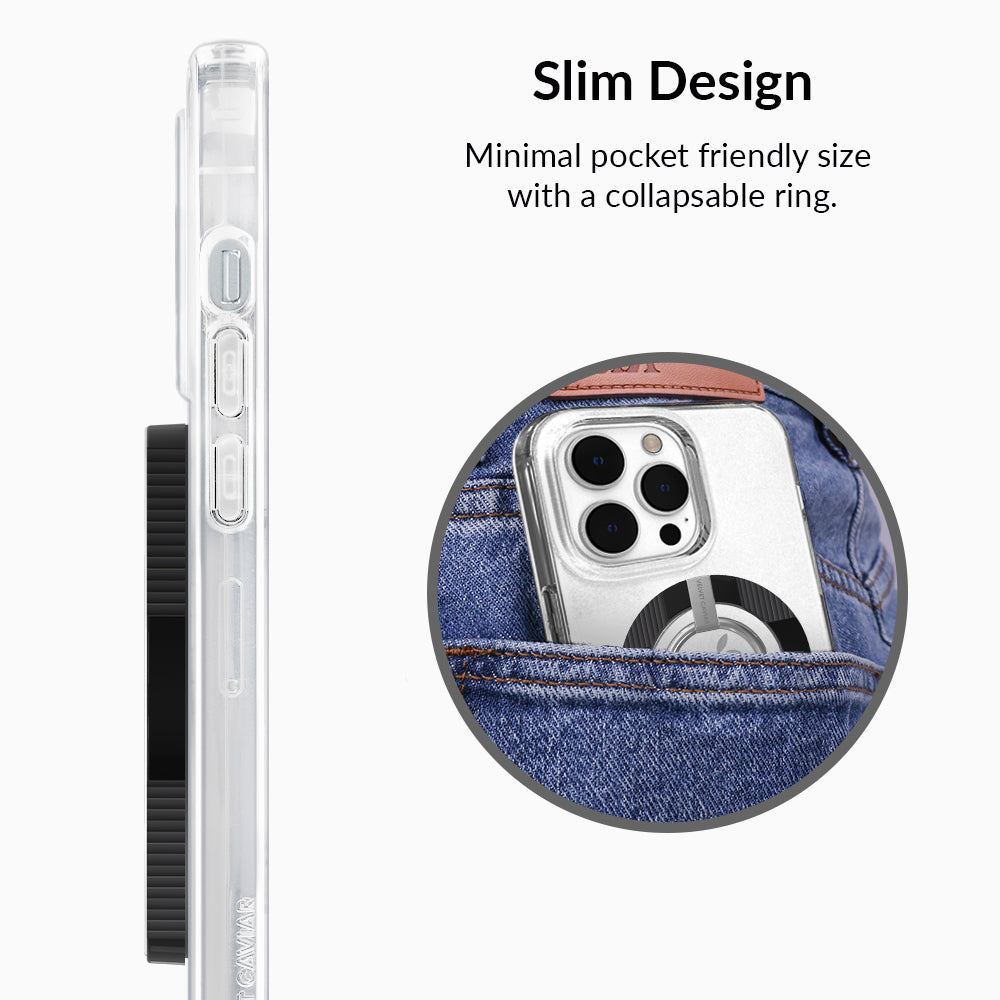 Noir Vibe Checkered MagSafe Grip Ring for iPhone - Stylish Phone Holder with Secure Magnetic Attachment, Perfect for Hands-Free Use While Driving, Working, or Taking Photos