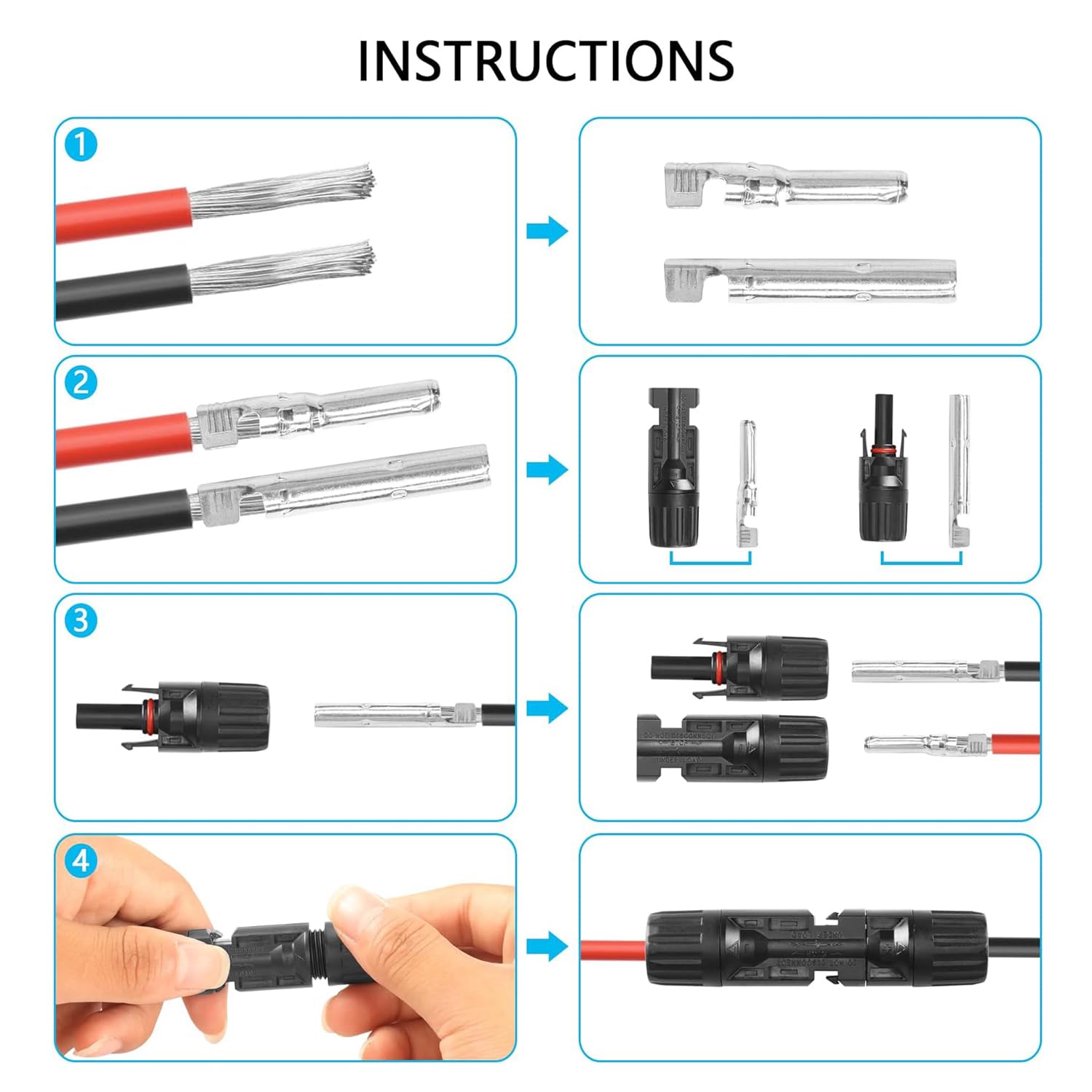 30A 1000V IP67 Waterproof Solar Panel Connectors - Male/Female Pair (6 Pairs) for 10AWG/12AWG/14AWG Cables - Perfect for Off-Grid Solar Systems, RV Solar Installations & DIY Solar Projects