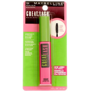 Maybelline Great Lash Washable Mascara - Royal Blue K5330601 (0.43 Fl Oz) | Volumizing & Lengthening for Dramatic Lashes | Perfect for Parties, Cosplay & Bold Makeup Looks