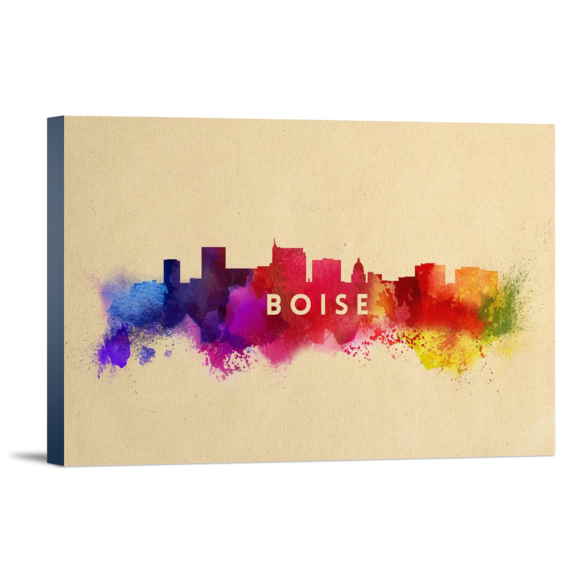 Lantern Press Boise Idaho Skyline Abstract Art - 16x24 Wrapped Canvas Wall Decor for Living Room, Bedroom & Office - Modern Home Artwork for Interior Design