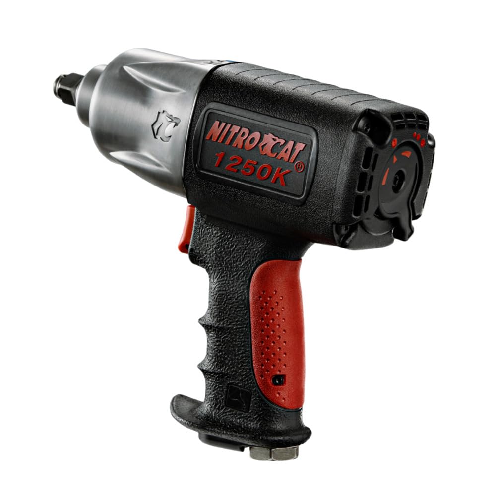 AIRCAT 1250-K 1/2-Inch NITROCAT Composite Twin Clutch Impact Wrench - Heavy Duty Pneumatic Air Tool with Ergonomic Handle for Automotive Repair, Tire Changes & Industrial Maintenance