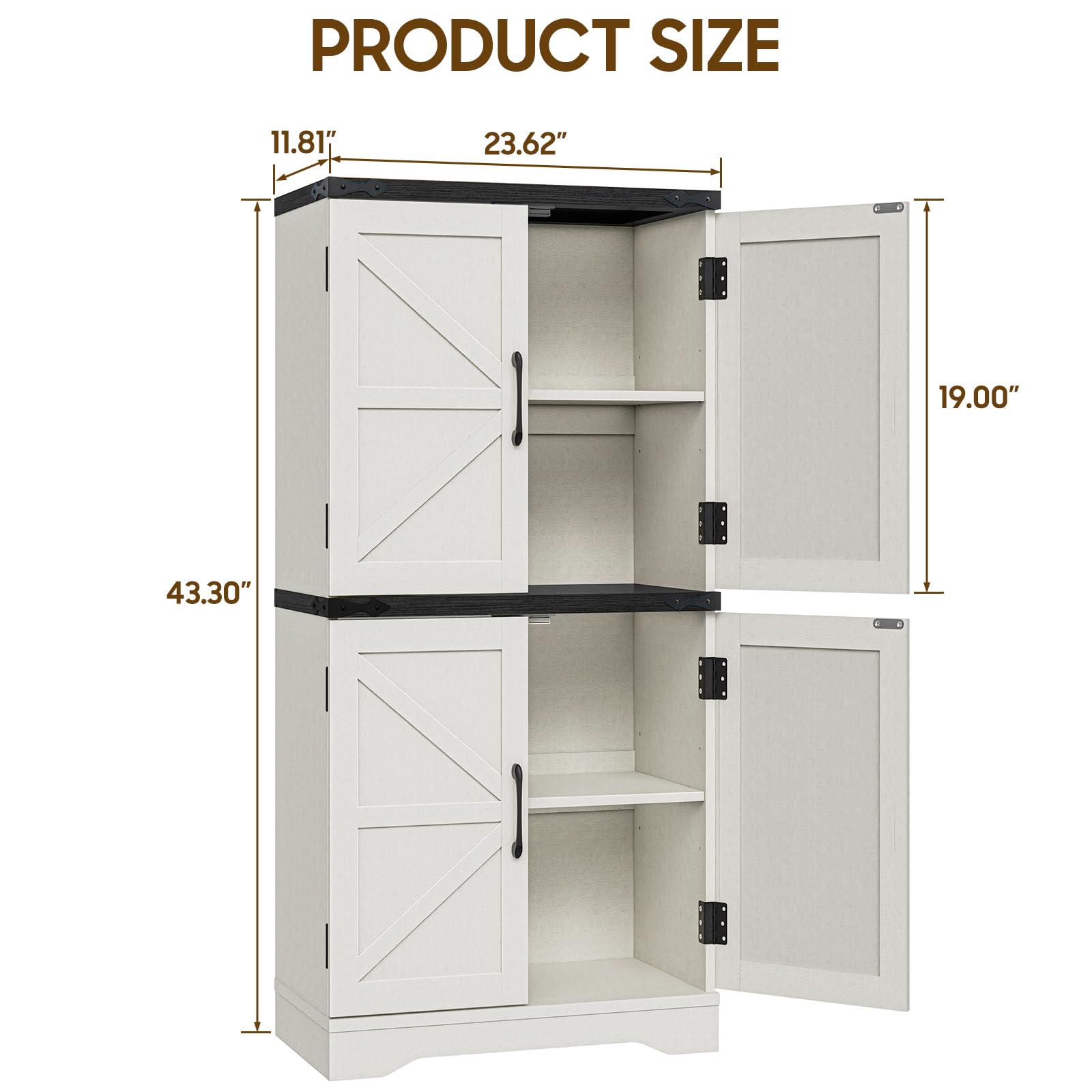 Rustic Farmhouse Bathroom Floor Storage Cabinet with Adjustable Shelves - Organizer for Bathroom, Kitchen & Living Room - Perfect for Small Space Storage and Home Decor