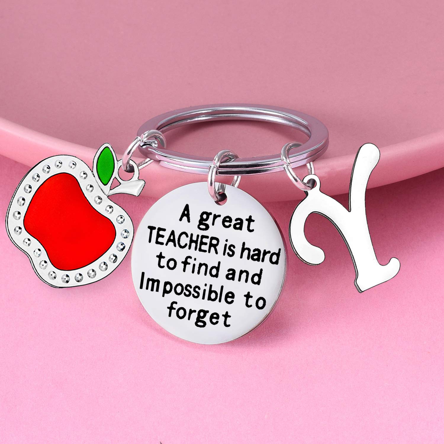 Personalized Initial Keychain - Teacher Appreciation Gift for Women, Custom Thank You Present for Educators, Coworkers, Mentors | Great for Teacher's Day, Retirement, End of Year Gifts
