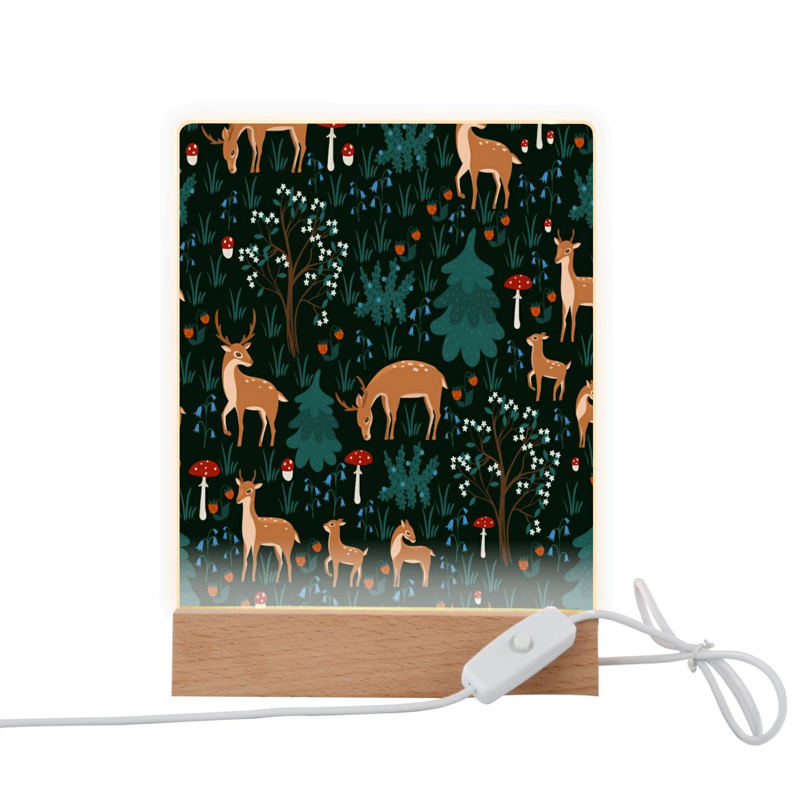 MCHIVER Forest Sika Deer Night Light - LED USB Rechargeable Nightlight for Kids, Boys, Girls & Adults - Portable Bedroom, Bathroom, Kitchen Lamp - Perfect for Nursery Decor, Nighttime Reading & Cozy Home Ambience