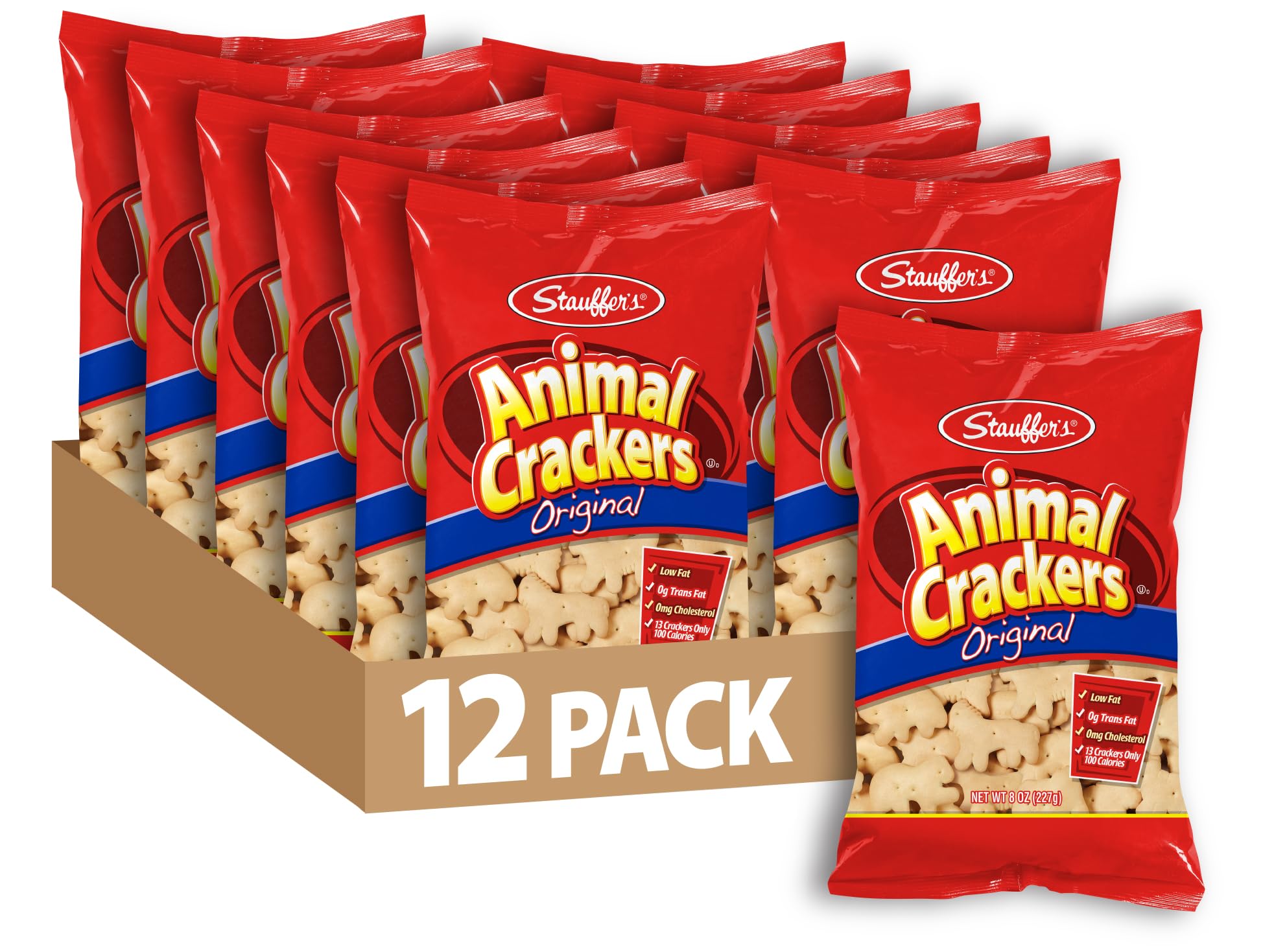Stauffers Original Animal Crackers - 12 Pack (8oz Bags) - Classic Animal-Shaped Snacks for Kids & Family - Perfect for Lunchboxes, Parties & On-the-Go Snacking