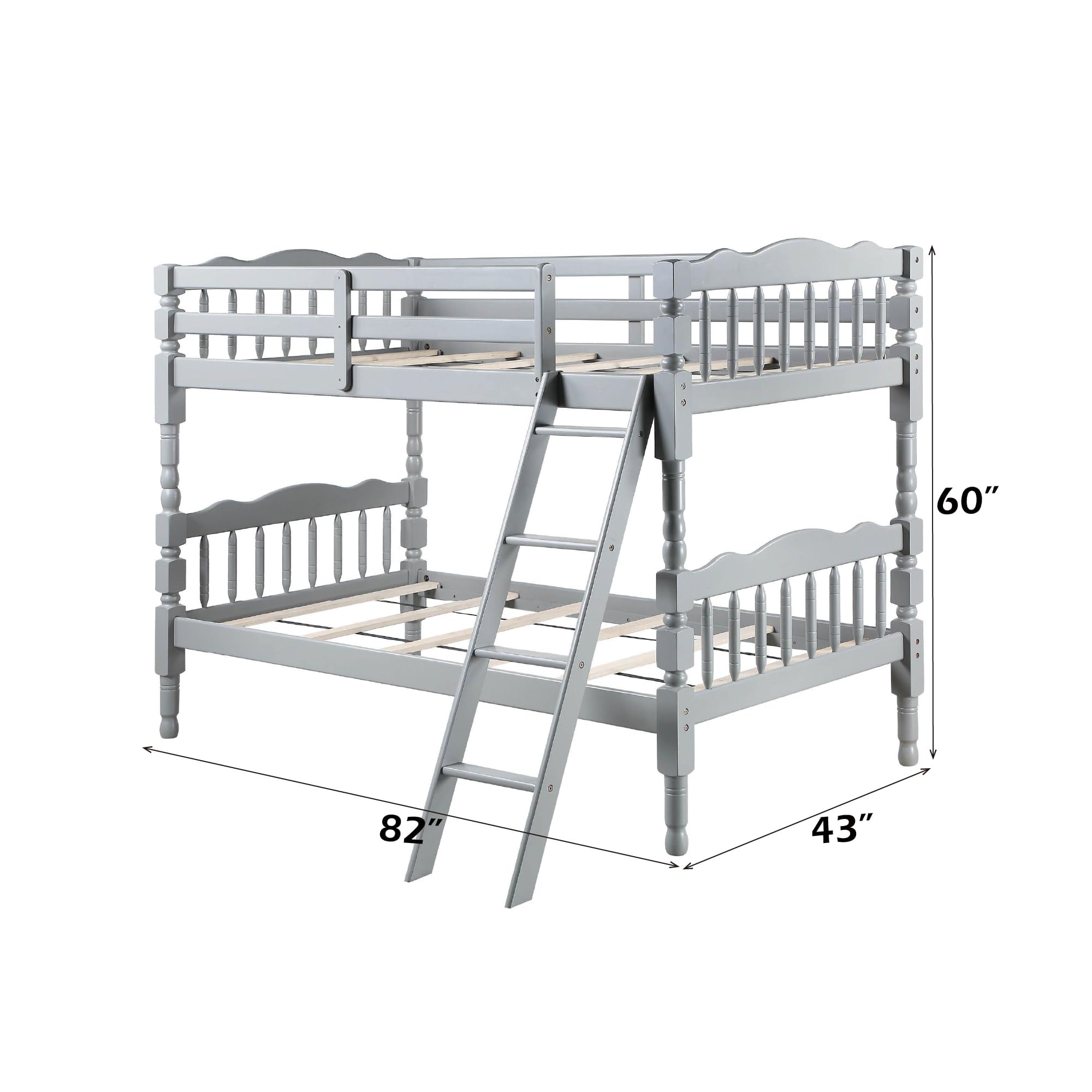 Acme Homestead Twin Wooden Bunk Bed - Space-Saving Gray Finish for Kids' Room, Guest Room & Small Spaces