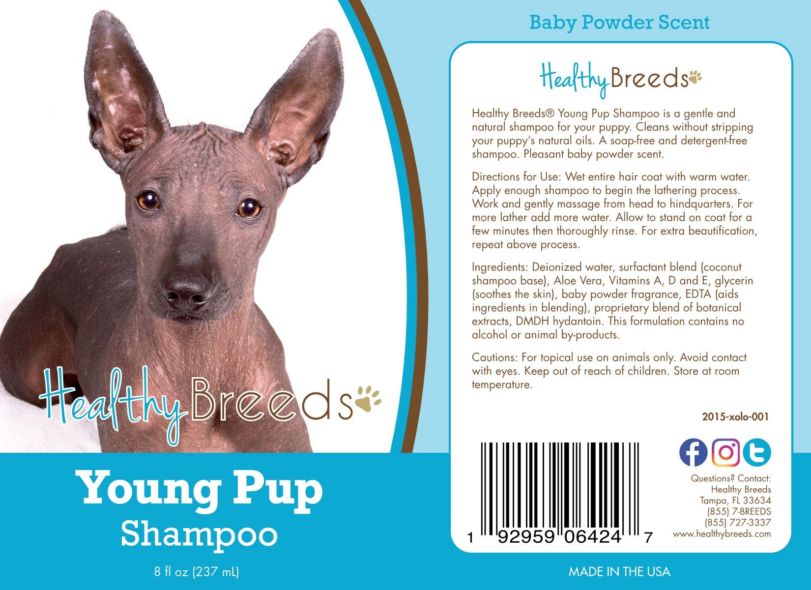 Healthy Breeds Xoloitzcuintli Puppy Shampoo 8 oz - Gentle Cleansing for Young Dogs | Perfect for Bath Time & Coat Care