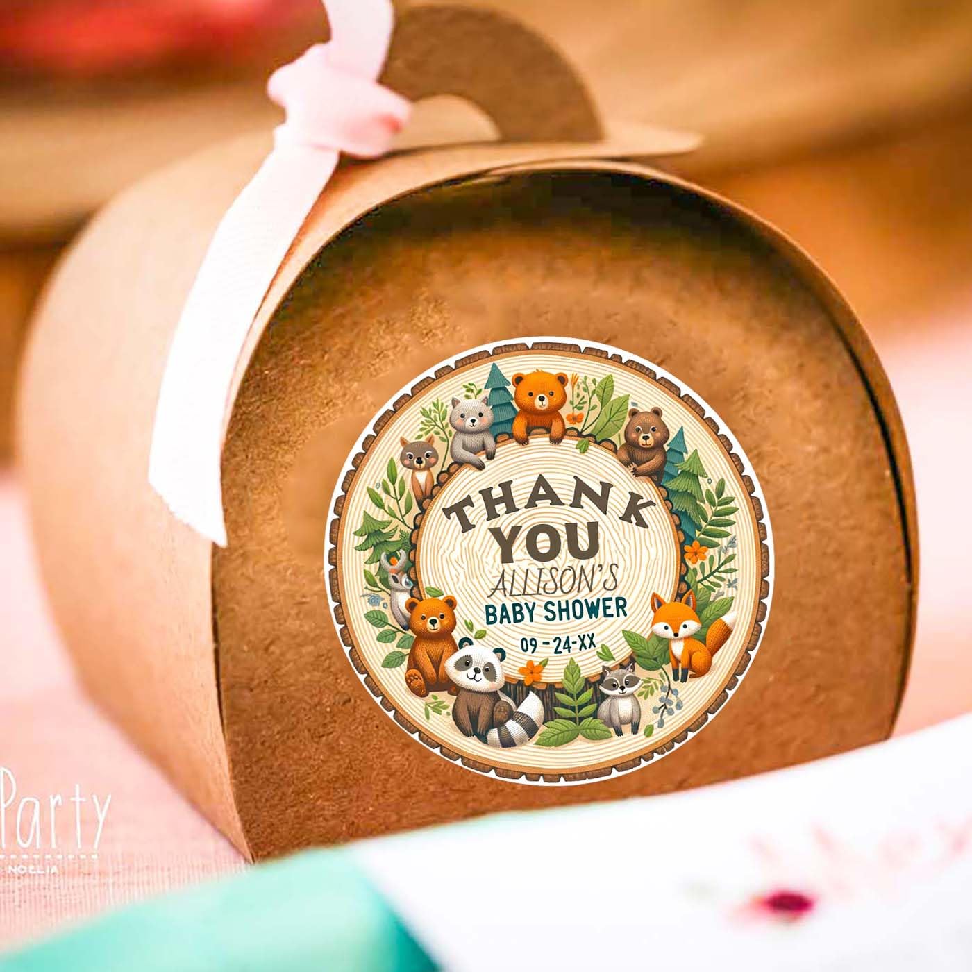 Custom Woodland Animal Stickers - Personalized Baby Shower Labels, 3
