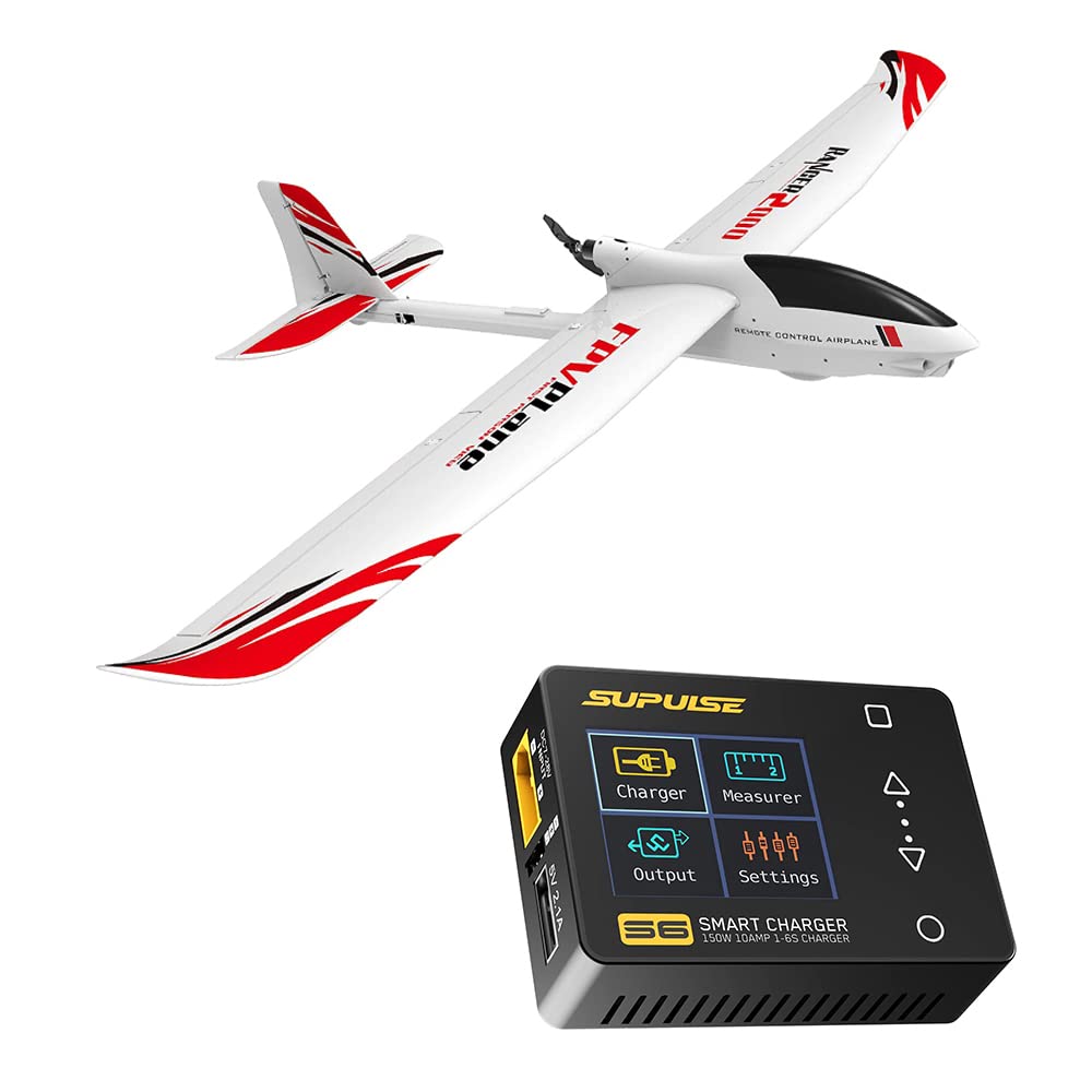 VOLANTEXRC FPV RC Glider Airplane Ranger 2000 PNP with SUPULSE Lipo Battery Charger S6 10A 150W DC 1-6S - Ready-to-Fly Remote Control Plane for Beginners & Adults, Perfect for Outdoor Aerial Photography and FPV Racing