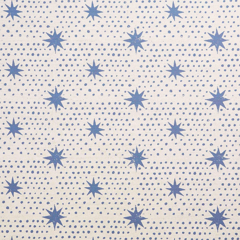 Spot & Star Printed Fabric - Linen Cotton Blend Indigo Blue Fabric Sample for DIY Crafts, Quilting, and Home Decor