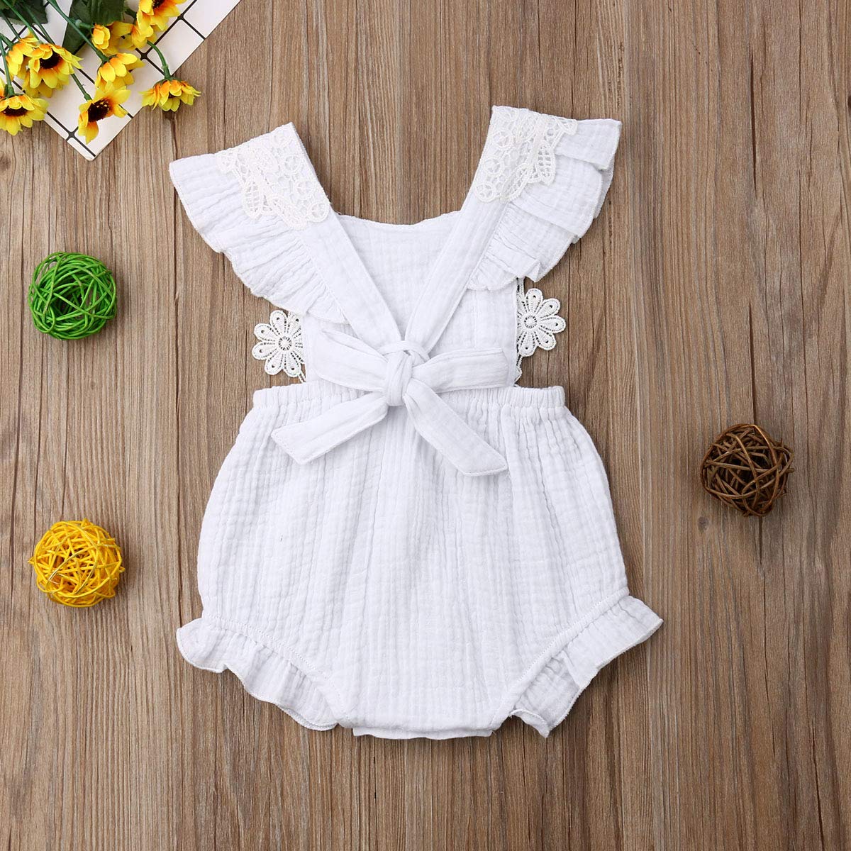 Cute Lace Ruffle Romper Jumpsuit for Baby Girls | Newborn Infant Summer Outfit | Soft Bodysuit for Photos, Parties & Playtime