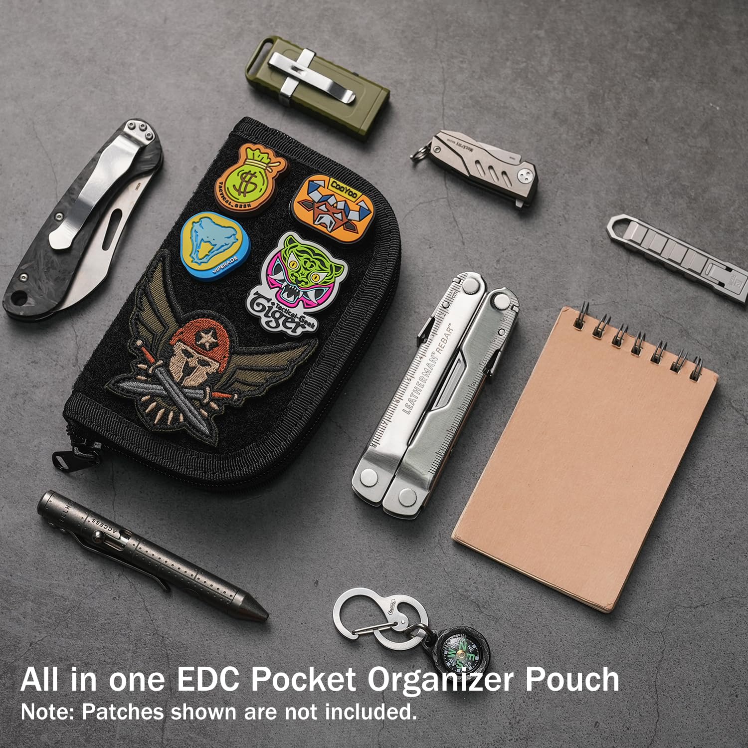 Viperade VE20 EDC Pouch - Compact 5-Pocket Nylon Tool Organizer with Hook & Loop Closure for Multitools, Knives & Everyday Carry Essentials | Perfect for Camping, Hiking & Outdoor Adventures