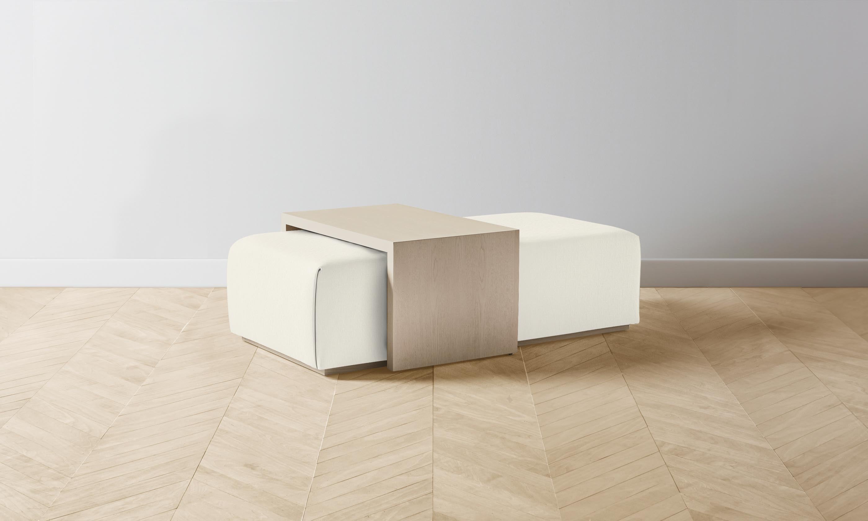 The Bowery Ottoman - Performance Bouclé Polar Fabric, Modern Round Footstool Pouf for Living Room, Bedroom & Nursery - Perfect for Relaxing, Extra Seating & Home Decor