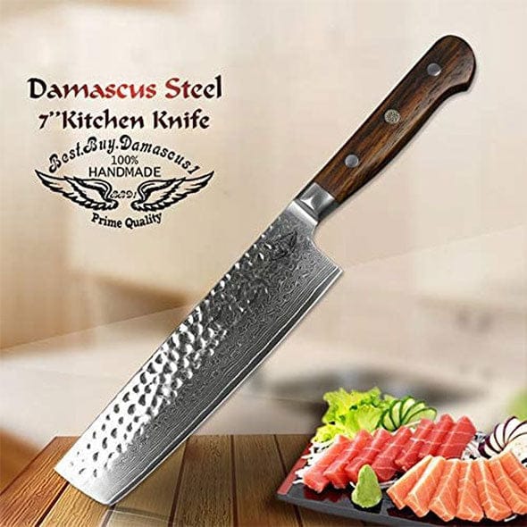 Premium Japanese Nakiri Knife - VG10 Stainless Steel Blade - Sharp Vegetable & Sushi Knife for Professional Chefs & Home Cooking - Perfect for Chopping, Slicing & Dicing Vegetables, Herbs & Fruits