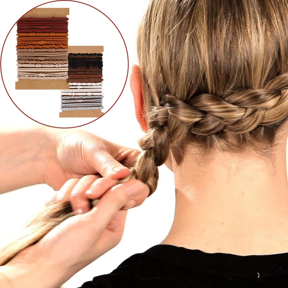 32PCS Boho Hair Bracelets for Women - No Damage Elastic Hair Ties & Bands for Girls with Thick, Thin, Long or Curly Hair - Fashion Hair Accessories for Parties, Weddings, Festivals & Everyday Wear