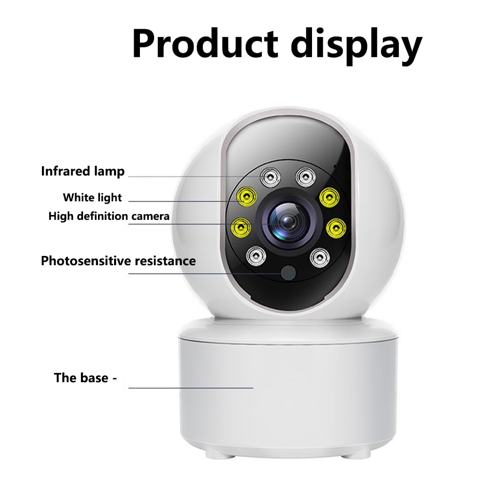 Sgnsvj Indoor Wireless Security Camera 360° Panoramic View with Mobile Remote Monitoring, Night Vision, 2-Way Audio, US Plug – Ideal for Home, Baby, Pet Monitoring and Office Surveillance