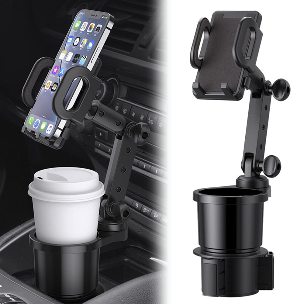 Universal Car Cup Holder Phone Mount - 360° Rotating Auto Stand for Phones & Drinks - Perfect for Road Trips & Commuting