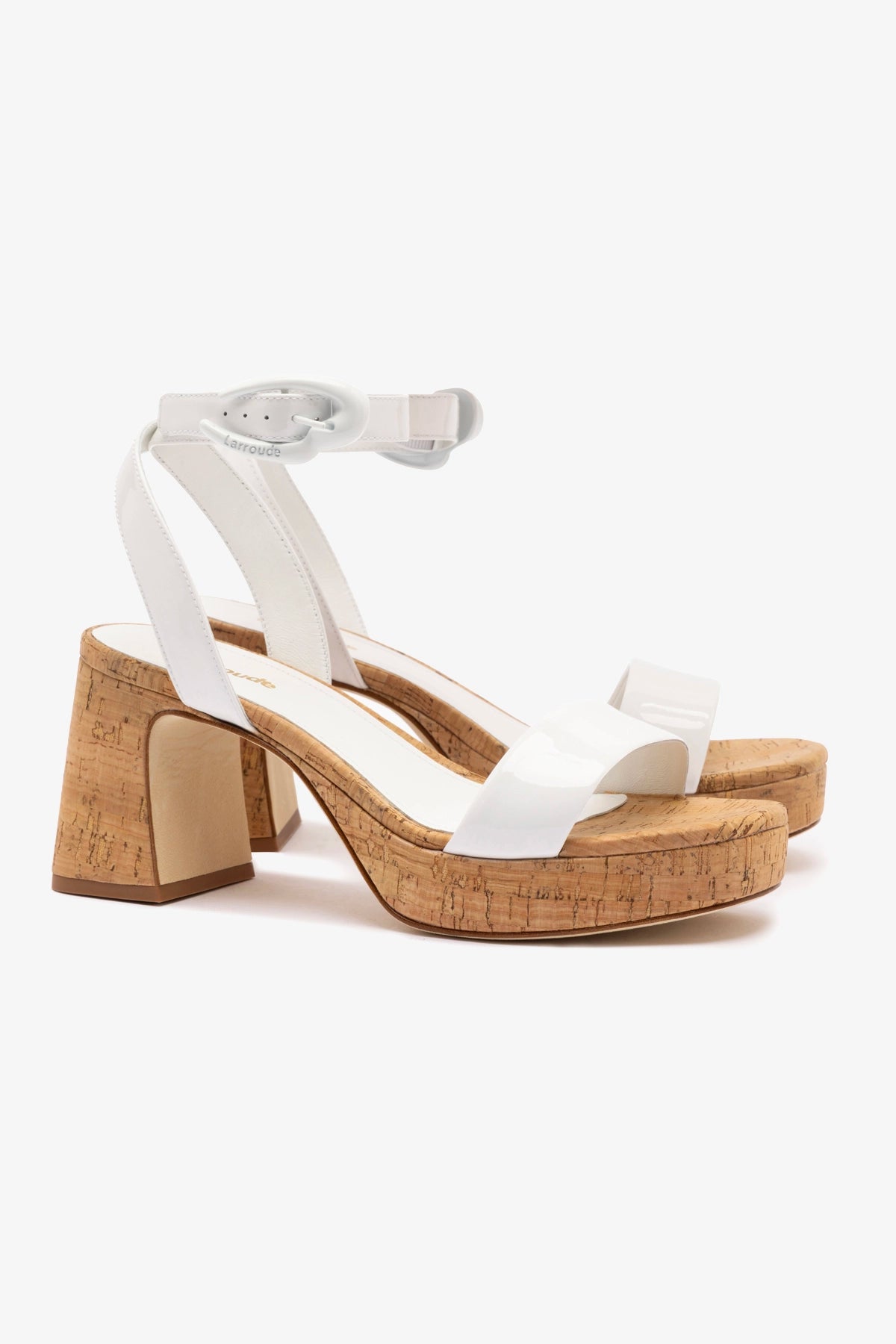 Dolly Verona Low Sandal - White Patent Leather & Natural Cork Wedge Sandals for Women | Comfortable Summer Shoes for Beach, Vacation & Casual Outings