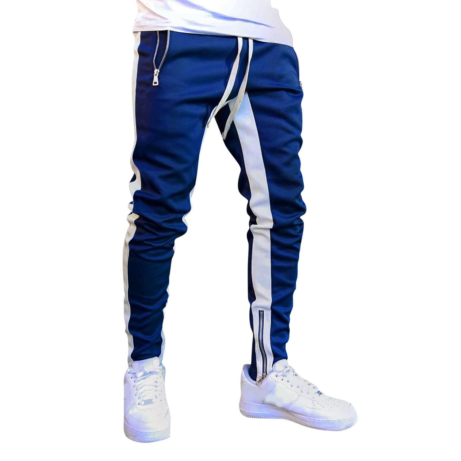 WOCACHI Men's Joggers Pants - Color Block Patchwork Athletic Pants with Side Stripes for Gym, Running, Workout & Streetwear | Comfortable Sweatpants for Casual Wear & Sports Activities
