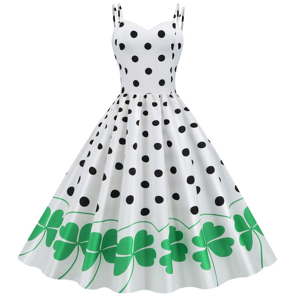 Women's St. Patrick's Day Fancy Dress - Green Clover Shamrock Irish Costume for Parties & Celebrations