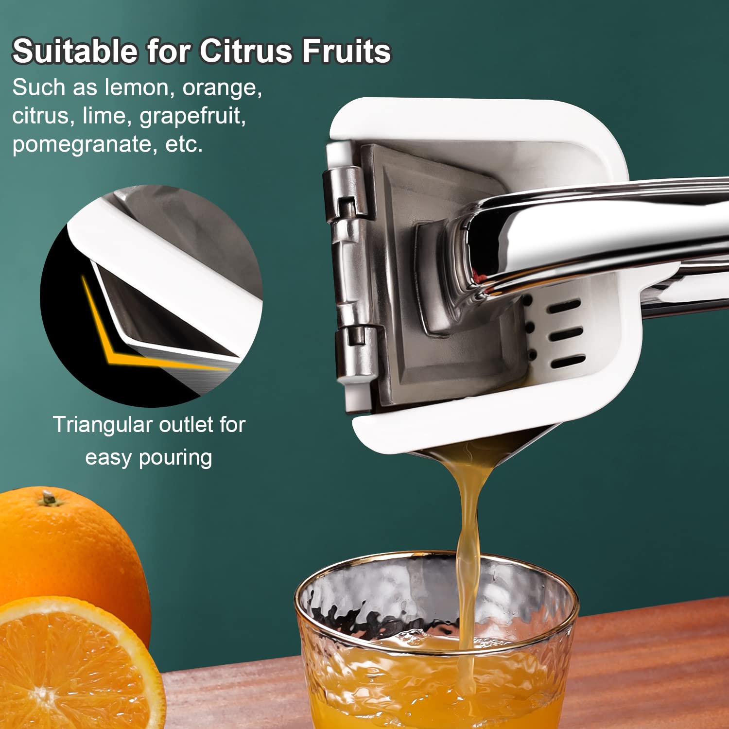 Premium Stainless Steel Lemon Squeezer - Heavy Duty Manual Citrus Juicer for Lime, Orange & Fruits - Ergonomic Handle for Labor-Saving Juice Press - Large Capacity Handheld Juicer (5 Year Warranty) - Perfect for Home Bars, Restaurants & Fresh Juice Making