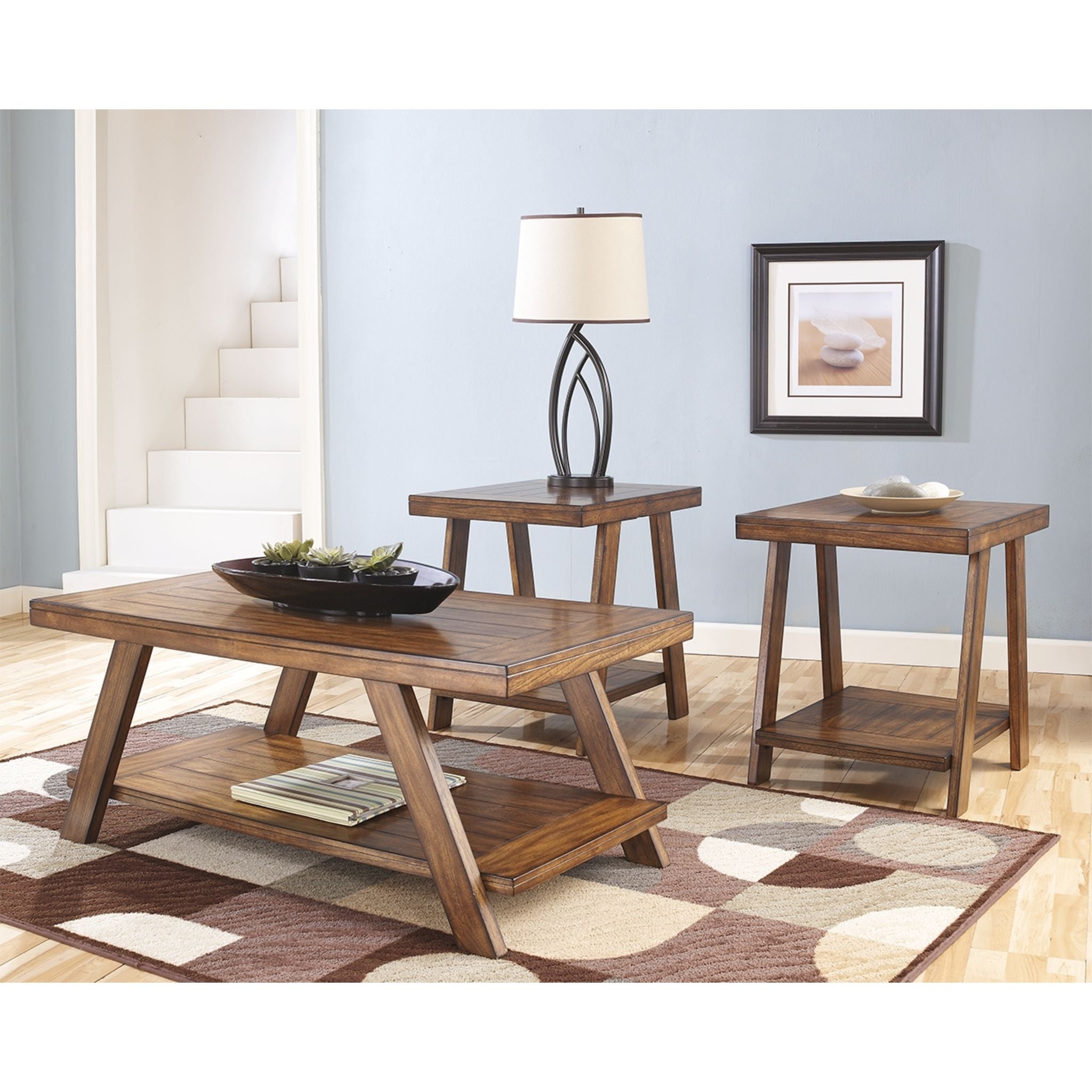 Bradley 3-Pack Brown Wooden Side Tables - Perfect for Living Room, Bedroom, or Office Decor