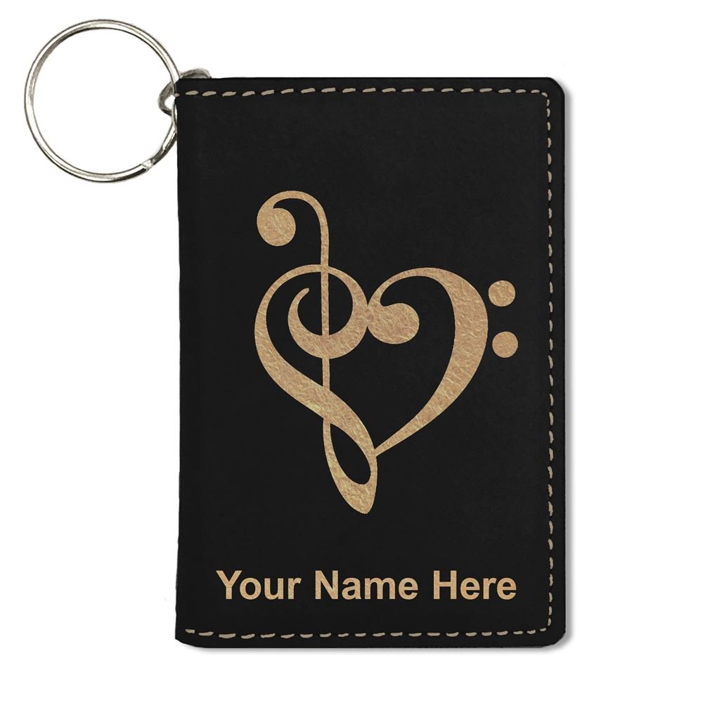 Personalized Engraved ID Holder Wallet with Music Heart Design - Perfect for Gift Giving, Concerts, and Everyday Use