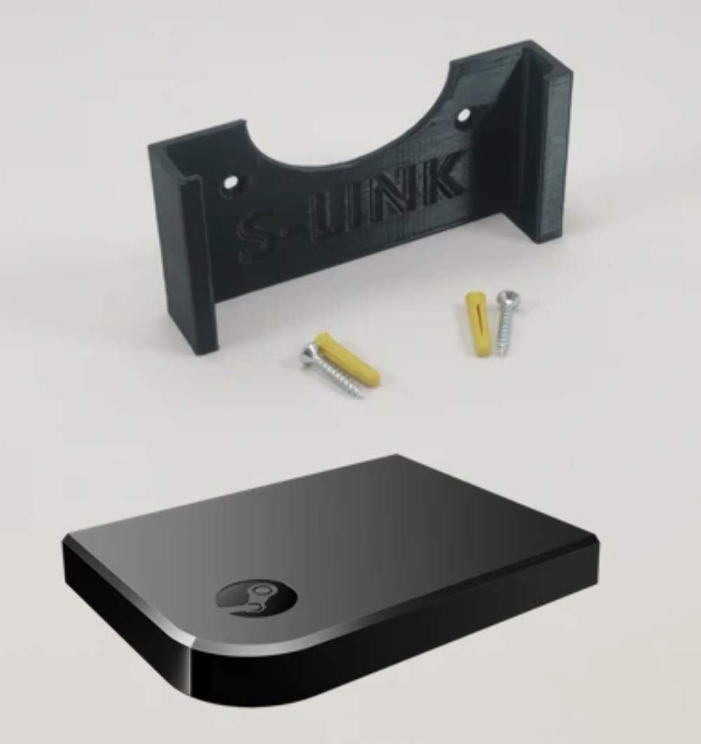 Steam Link Wall Mount Bracket - Under Desk Holder for Steam Link (Black) - Perfect for Gaming Setup & Home Theater Organization