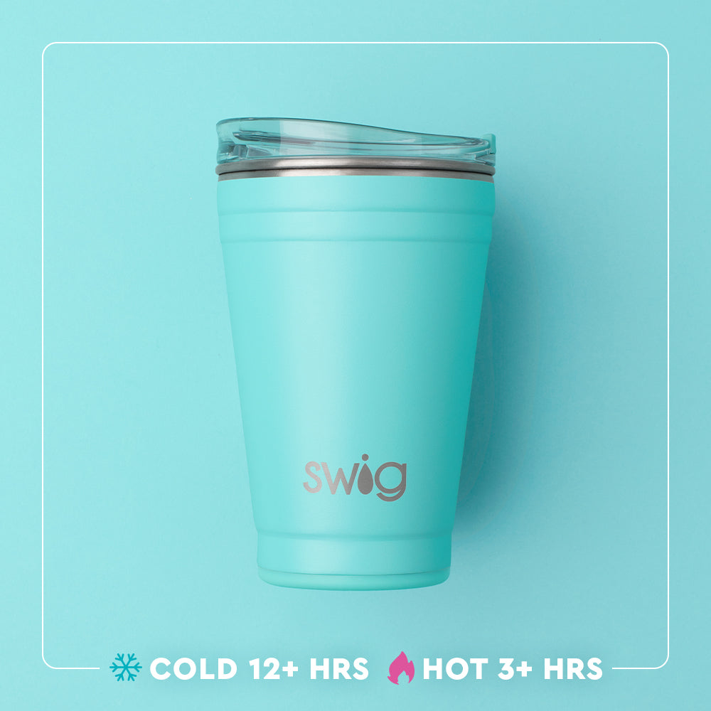18oz Glacier Stripe Disposable Party Cups - Bulk Pack of 50 for Birthday, Wedding & Summer BBQ - BPA-Free Plastic Drinkware for Beer, Cocktails & Beverages