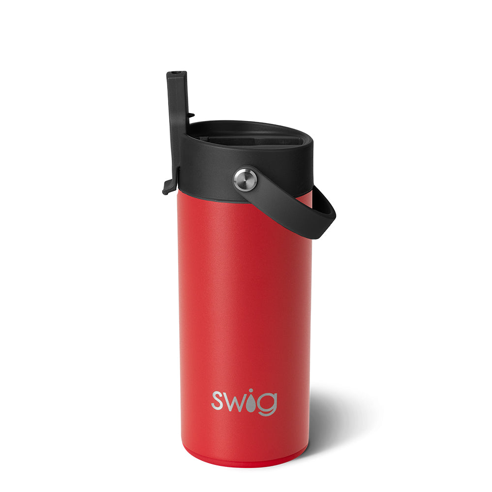 Red Flip + Sip Slim Tumbler 12oz - Insulated Stainless Steel Travel Mug for Coffee, Tea & Cold Drinks - Leak Proof Lid, Perfect for Office, Gym & Outdoor Activities