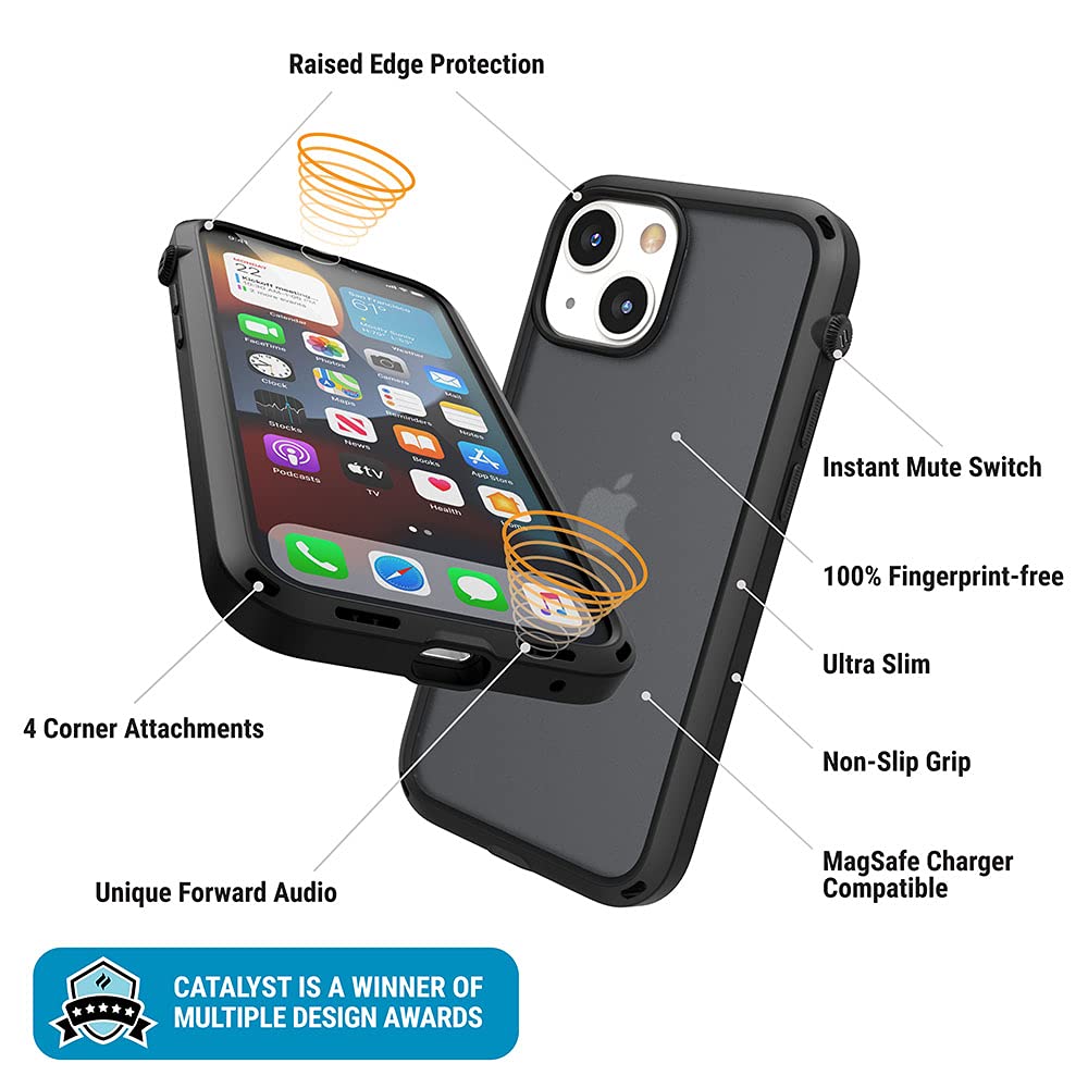 **Catalyst iPhone 13 Mini Case - Slim & Drop Proof Protective Cover with Lanyard, Fingerprint Resistant (Stealth Black) - Perfect for Outdoor, Travel & Everyday Use**