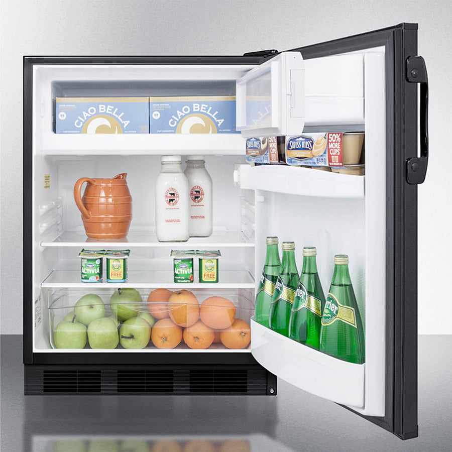 Accucold 24-Inch Wide Compact Refrigerator Freezer with Adjustable Thermostat - CT66BK Black - Perfect for Dorm Rooms, Offices, and Small Apartments
