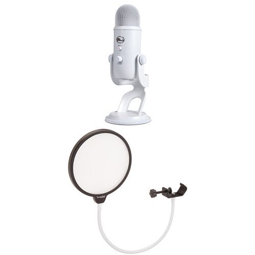 Blue Yeti USB Microphone - Professional Studio Recording Mic with Pop Filter & Adjustable Stand for Podcasting, Streaming & Voiceovers (White) - Perfect for Home Studios, Gaming Setups & Content Creation