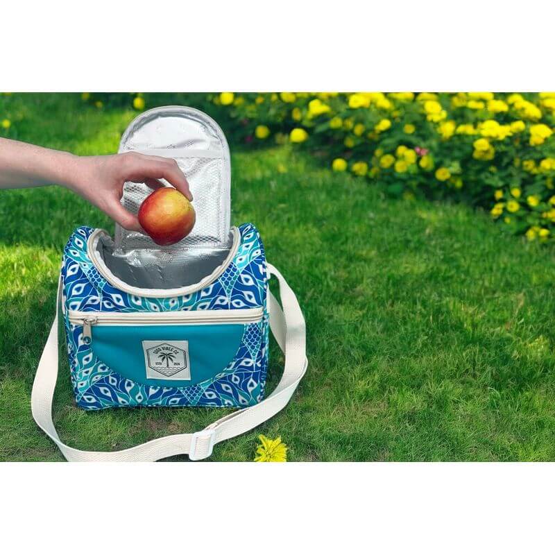 Premium Insulated Lunch Cooler Bag with Peacock Design - Leakproof & Reusable for Work, School, Picnics & Outdoor Activities