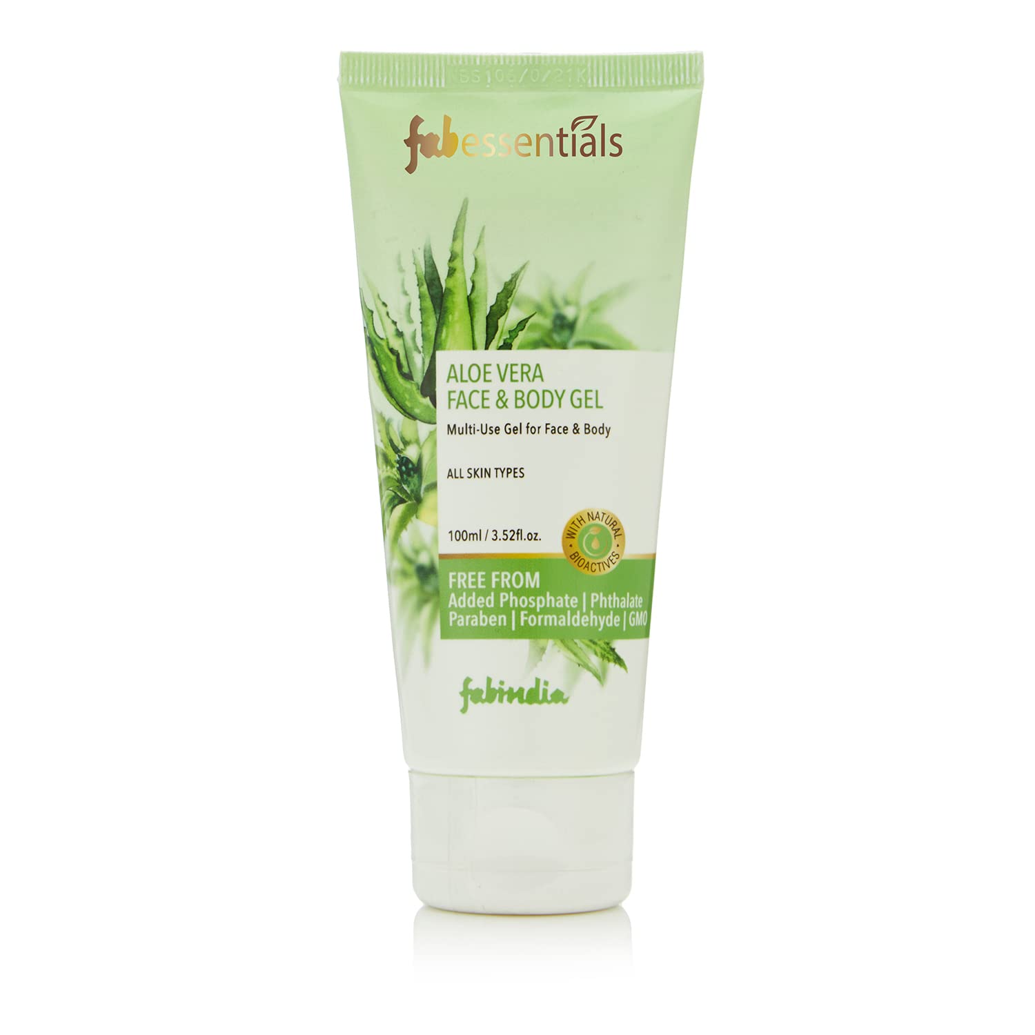 Fabessentials Aloe Vera Face & Body Gel with Neem & Castor Oil | Hydrating & Soothing Multi-Purpose Gel for Dry Skin & Sunburn Relief | 100gm | Perfect for Post-Sun Care, Daily Moisturizing & Skin Repair